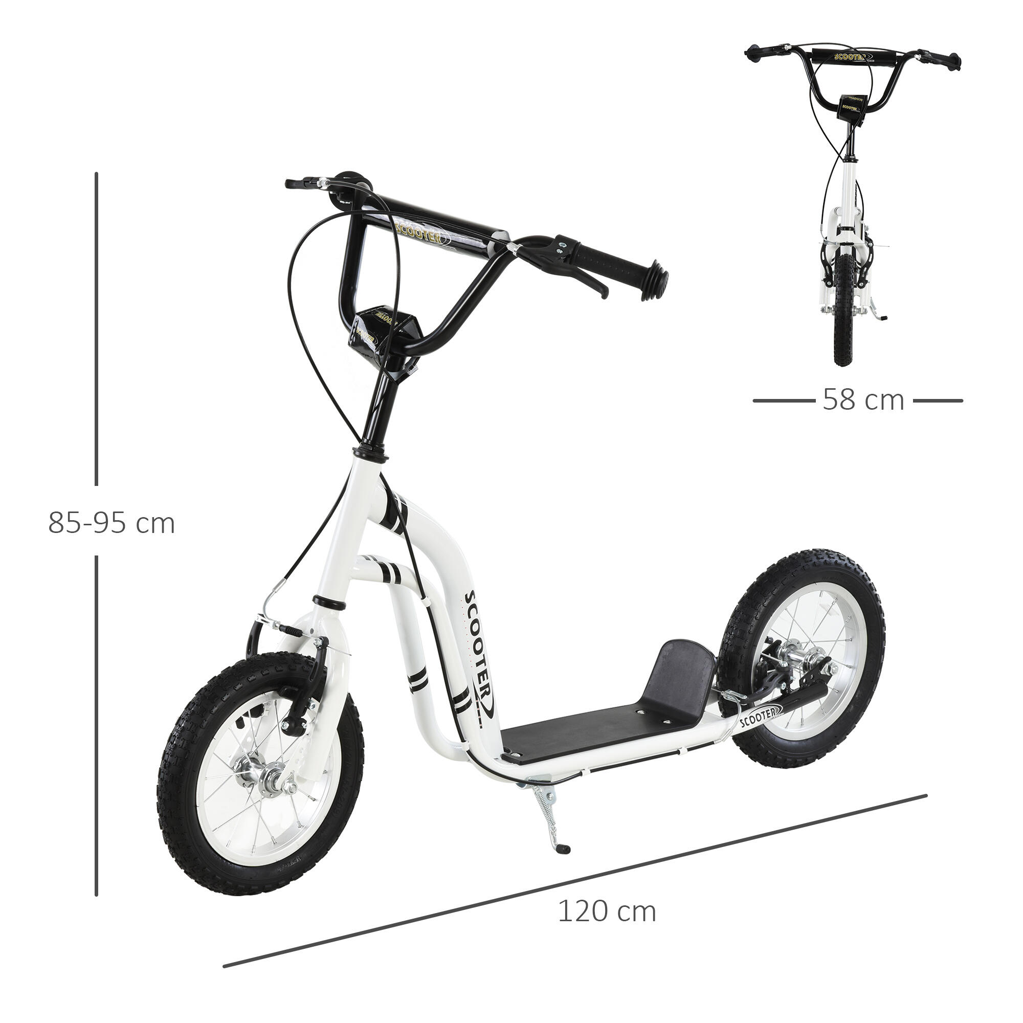 Trotinete 120cmx58cmx80-85cm branco HOMCOM 3/6
