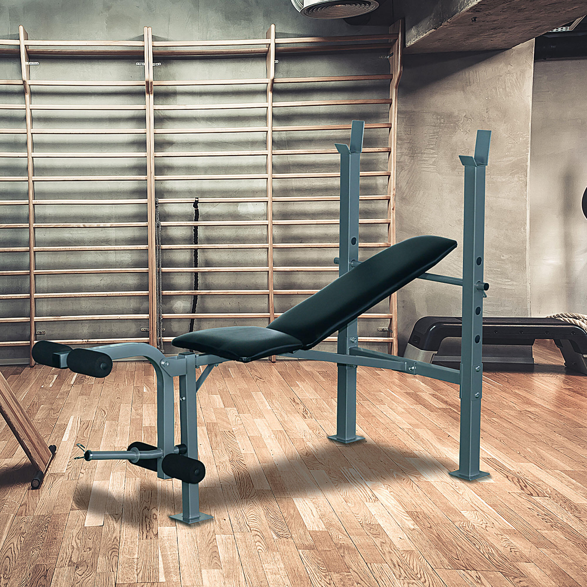 Banco de Musculação 165x68x114cm Preto HOMCOM 2/7