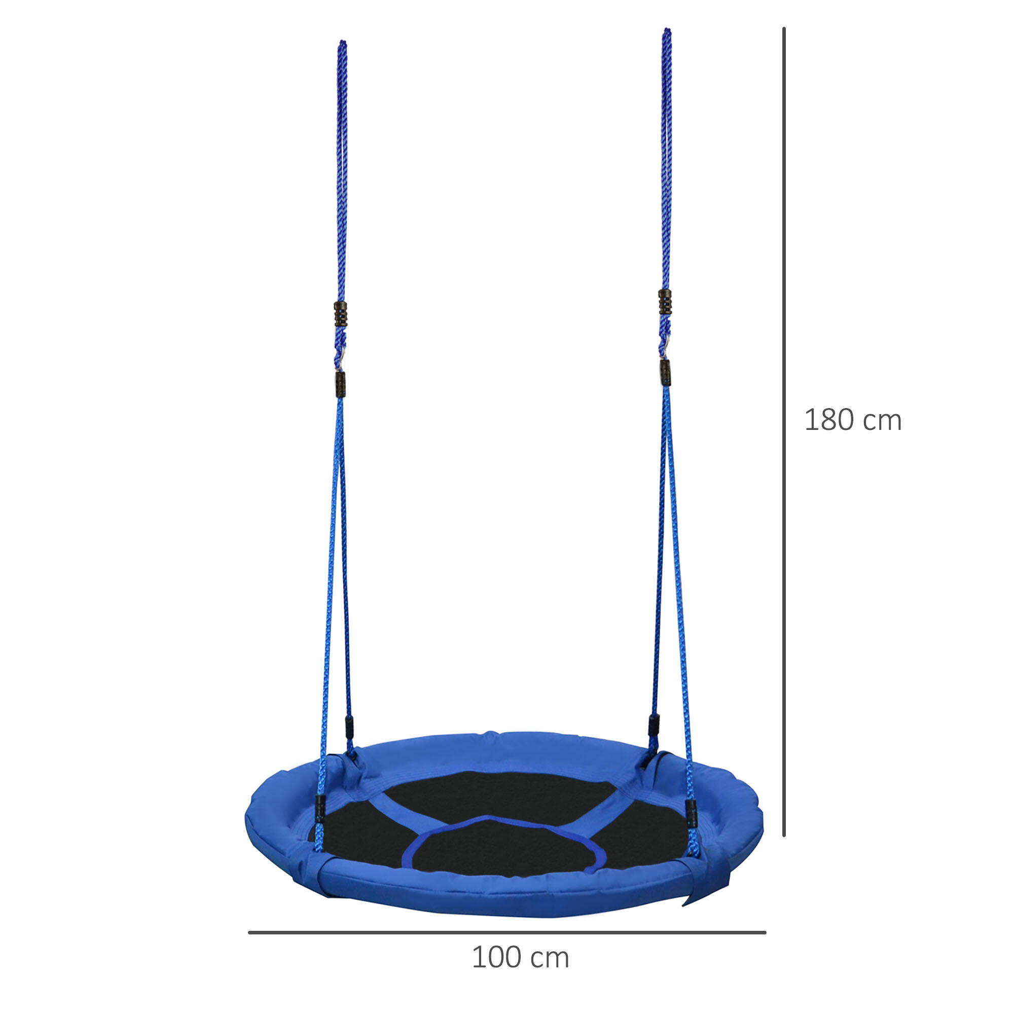 Baloiço de Exterior Criança Ø100x180 cm Azul e Preto HOMCOM 3/7