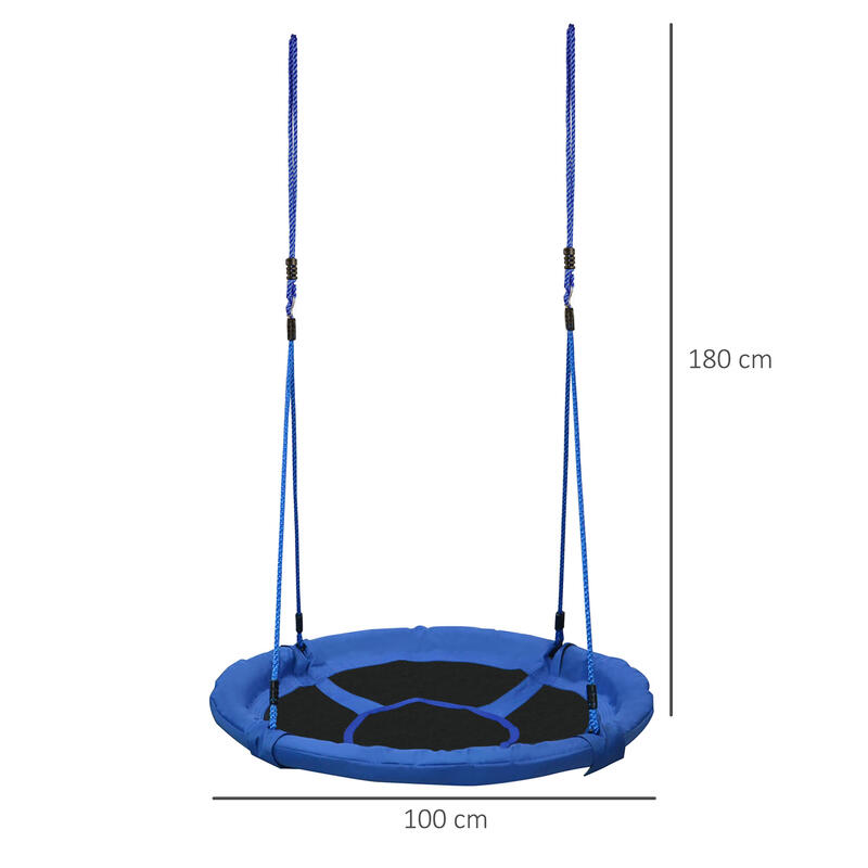 Baloiço de Exterior Criança Ø100x180 cm Azul e Preto HOMCOM