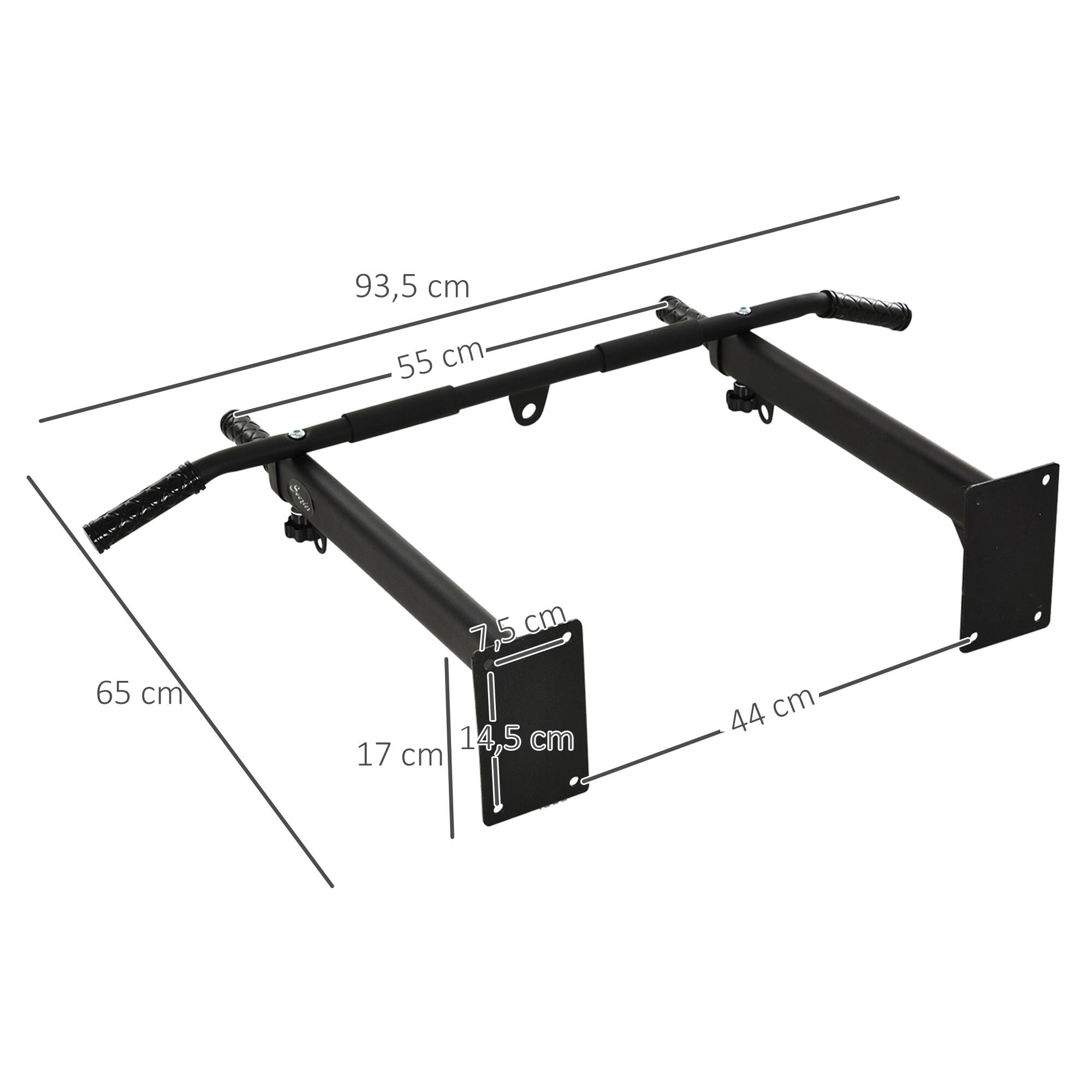 Barra de Dominadas de Pared HOMCOM 93,5x65x17 cm Negro 3/6