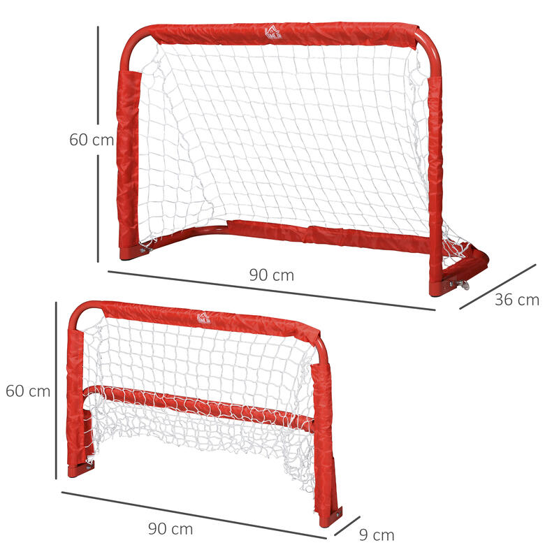 Conjunto de Balizas para Futebol 90x36x 60cm Vermelho HOMCOM