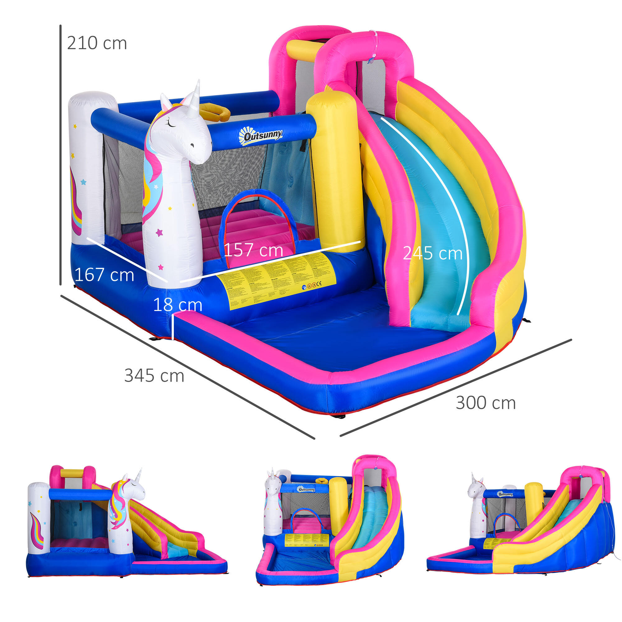 Castelo Inflável Criança 380x320x210 cm Multi Outsunny 3/7