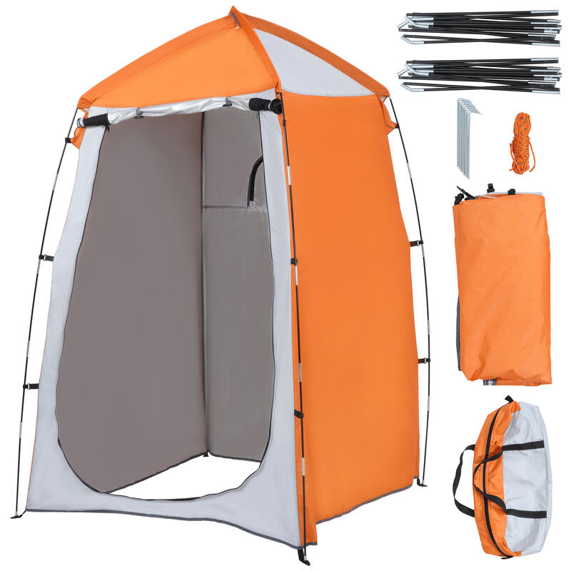 Tienda de Ducha Outsunny 123x121x198 cm Naranja y Plata