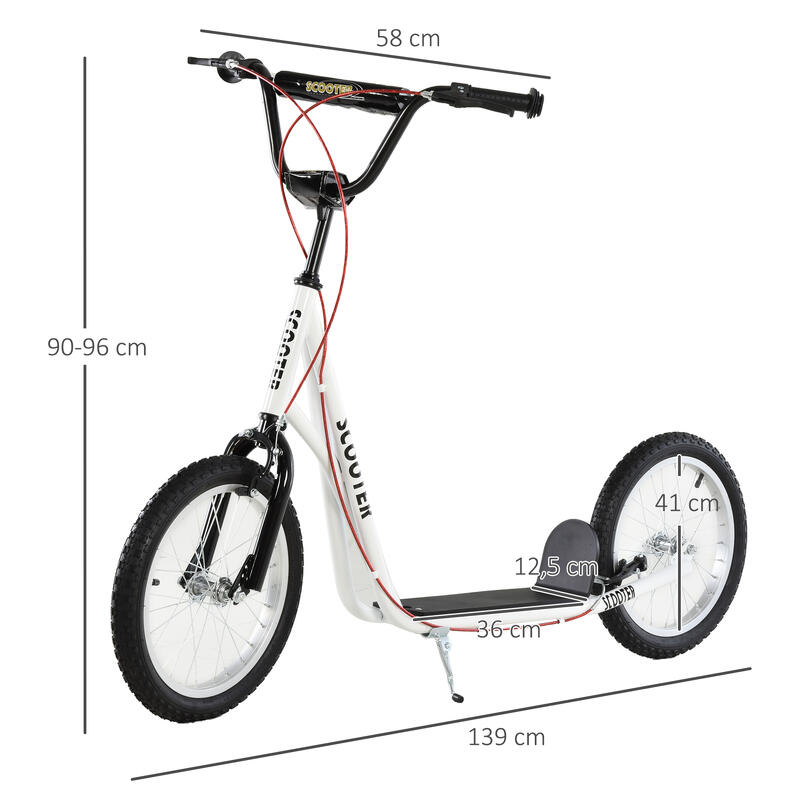 Patinete para Niños HOMCOM 139x58x96 cm blanco