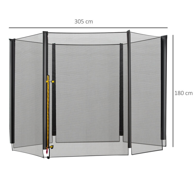 Rede de Segurança para Trampolim 305 cm (6 BARRAS) Preto HOMCOM