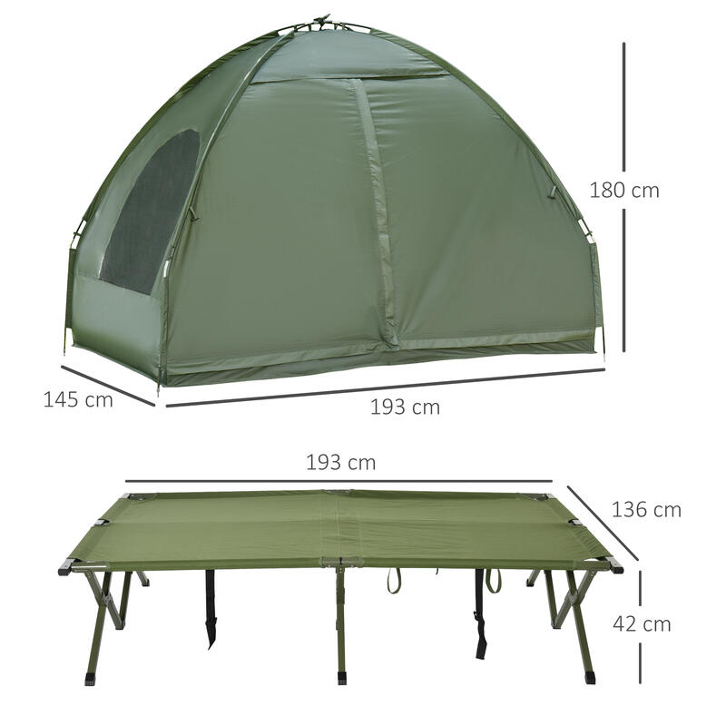 Cama Doble de Camping con Tienda Outsunny 193x145x180 cm Verde