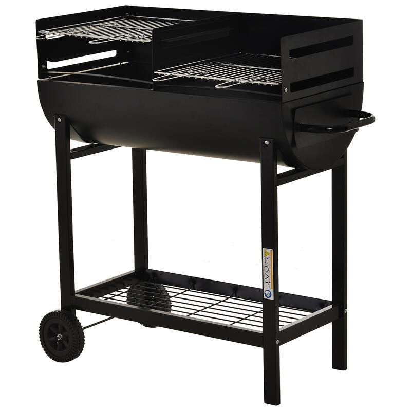 Fogareiro de carbón Outsunny negro 90x45x96 cm acero