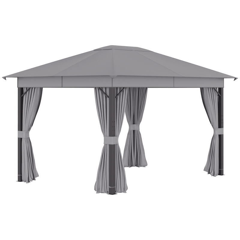 Cenador de Jardín Outsunny 400x300x270 cm Gris