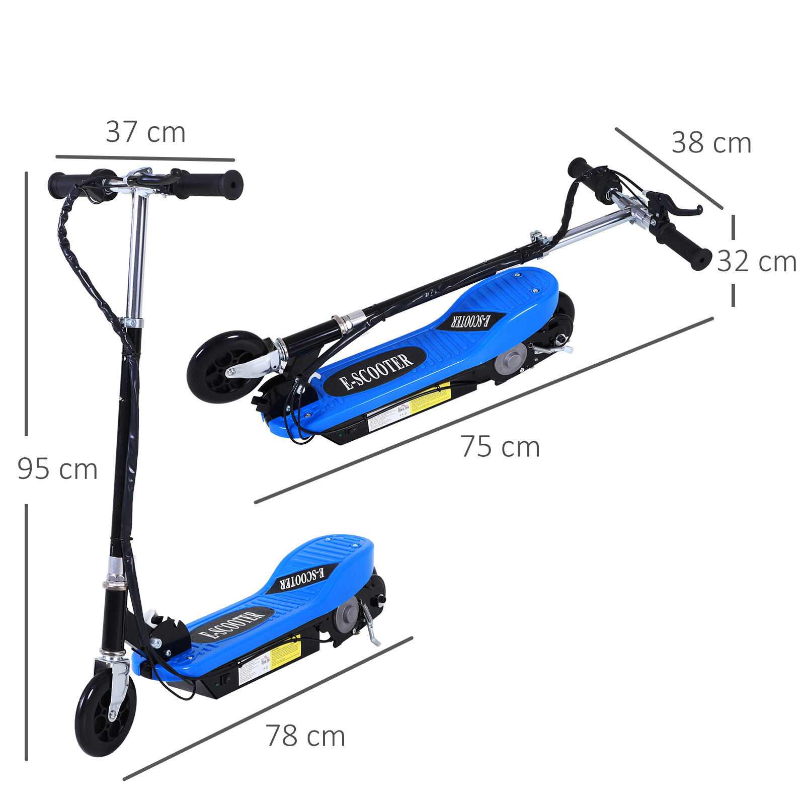 Patinete Eléctrico para Niños HOMCOM 78x37x95 cm Azul 3/7