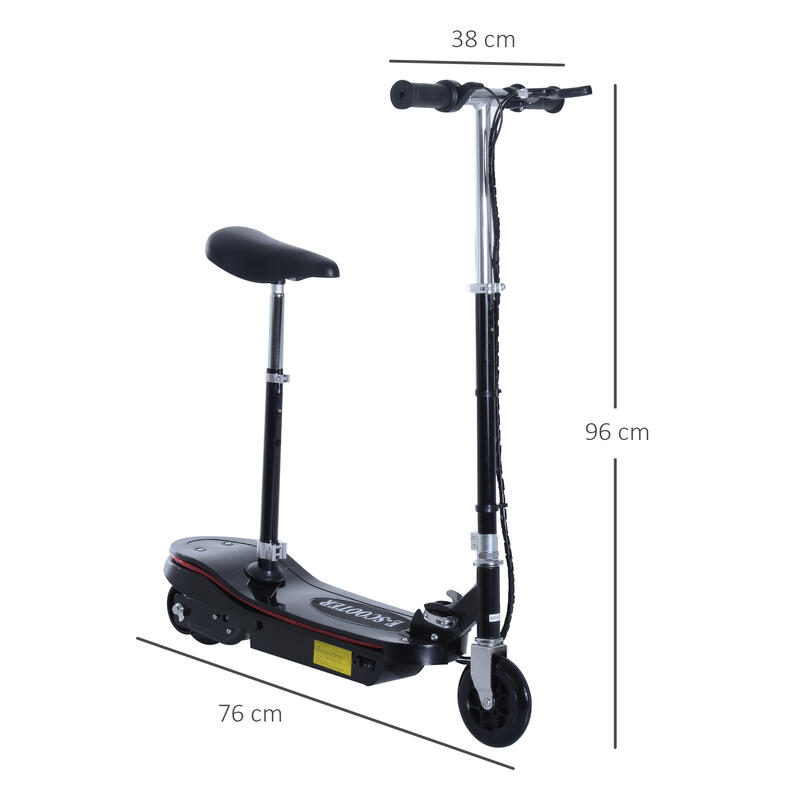 Scooter eléctrico para niño plegable HOMCOM 76x38x80-96 cm negro