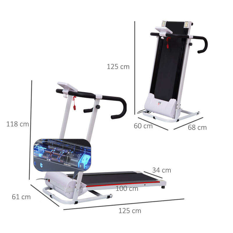 HOMCOM Tapis Roulant Elettrico Pieghevole 500W Schermo LCD Velocità Max 10km/h