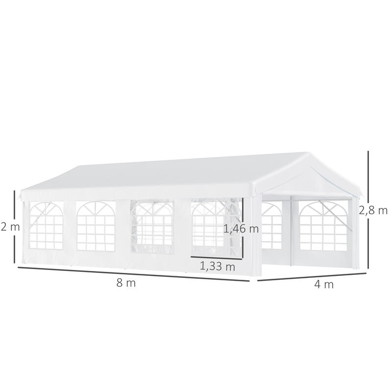 Carpa de Jardín Outsunny 800x400x280 cm BLANCO