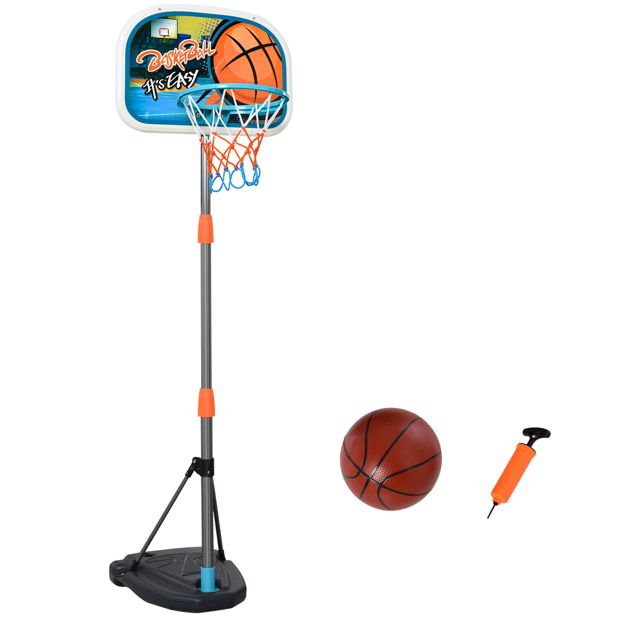 Tabela de Basquetebol Criança HOMCOM 32x65x126-158 cm Multicor