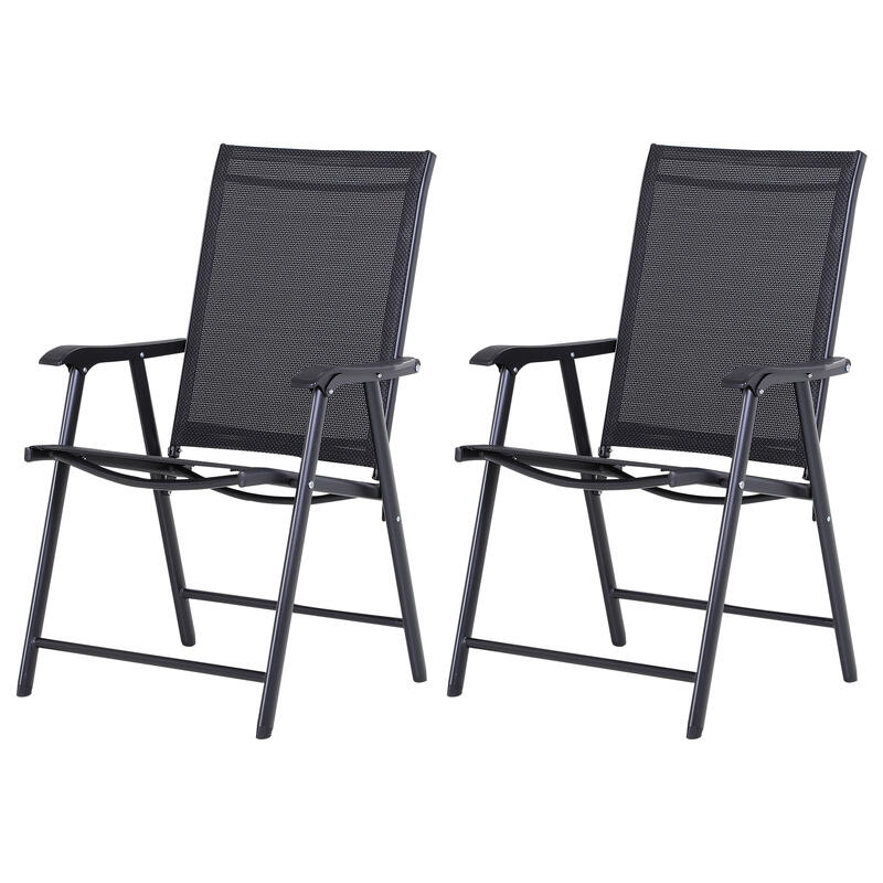 Outsunny Conjunto de 2 Cadeiras de campismo 58x64x94 cm Preto