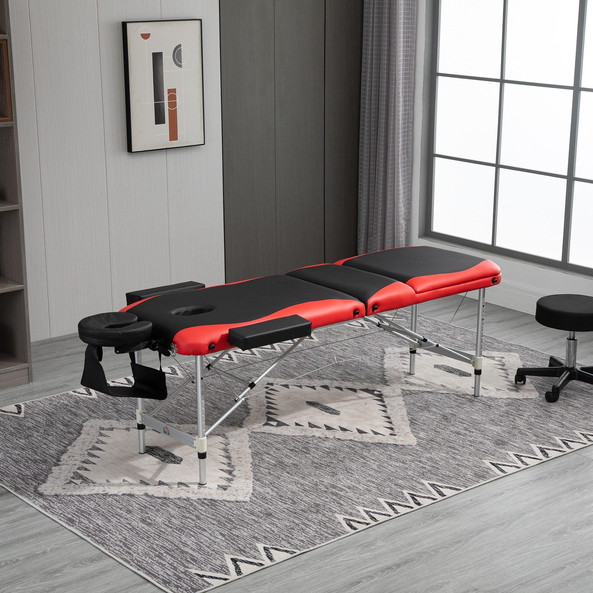Marquesa de Massagem Dobrável e Portátil homcom 215x60x61-84cm Preto e Vermelho 2/7