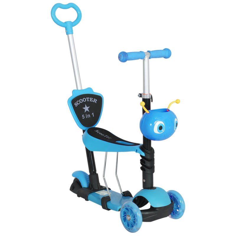 Homcom - Patinete 3 ruedas plegable azul