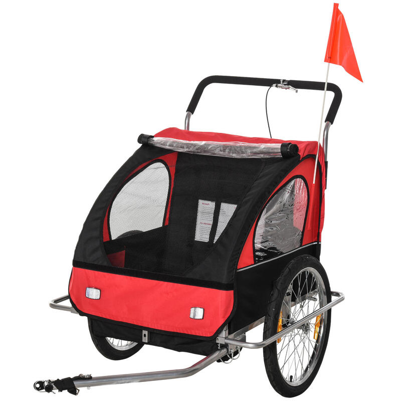 Remolque para niños Homcom rojo 142x85x105 cm acero tela oxford