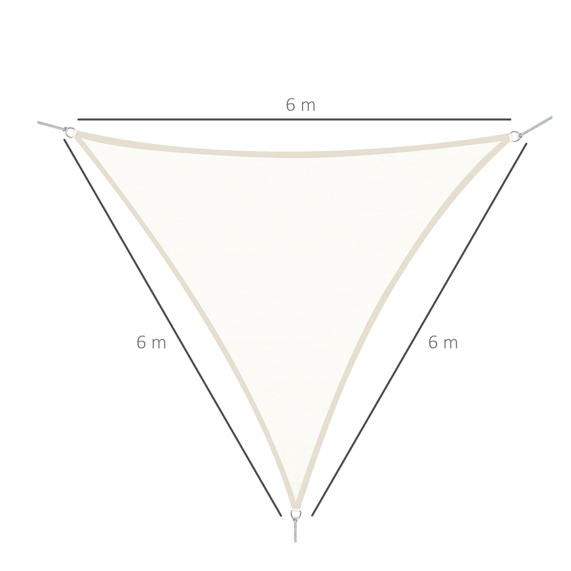 Toldo Vela Triangular Outsunny 600x600x600 cm Crema 3/7