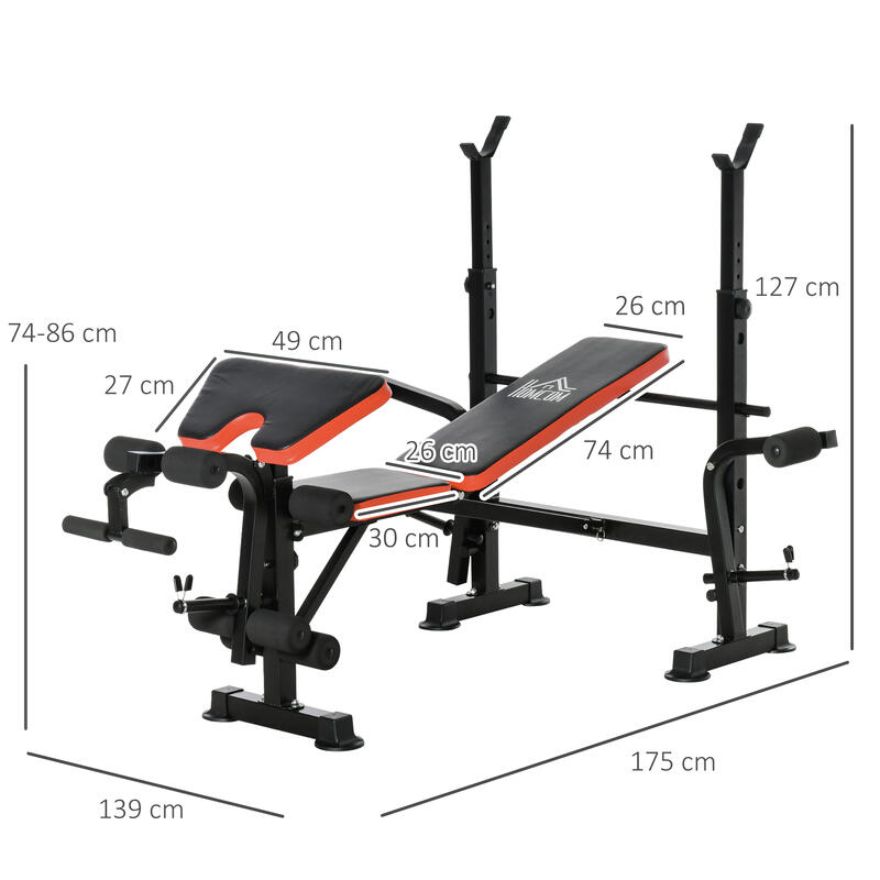 Banco de Musculação Multifuncional 105x150x112cm Preto HOMCOM