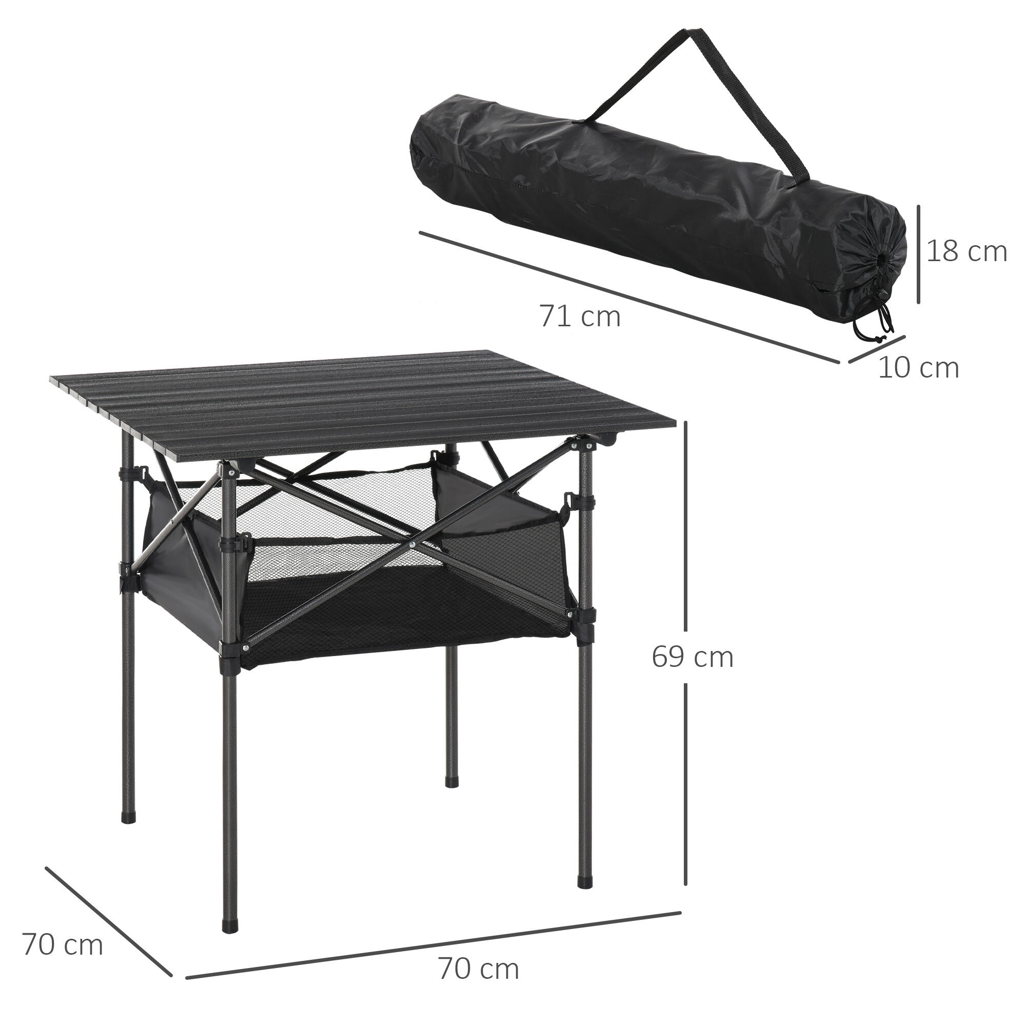 Mesa de Exterior 70x70x69 cm Preto Outsunny 3/7