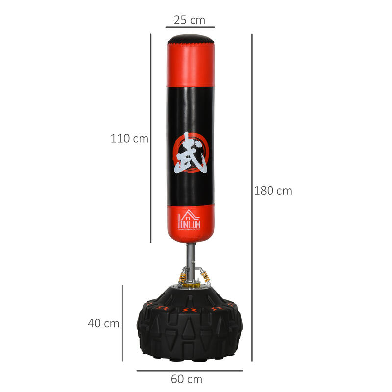 HomCom sac de box cu ventuza, 180 cm, negru si rosu
