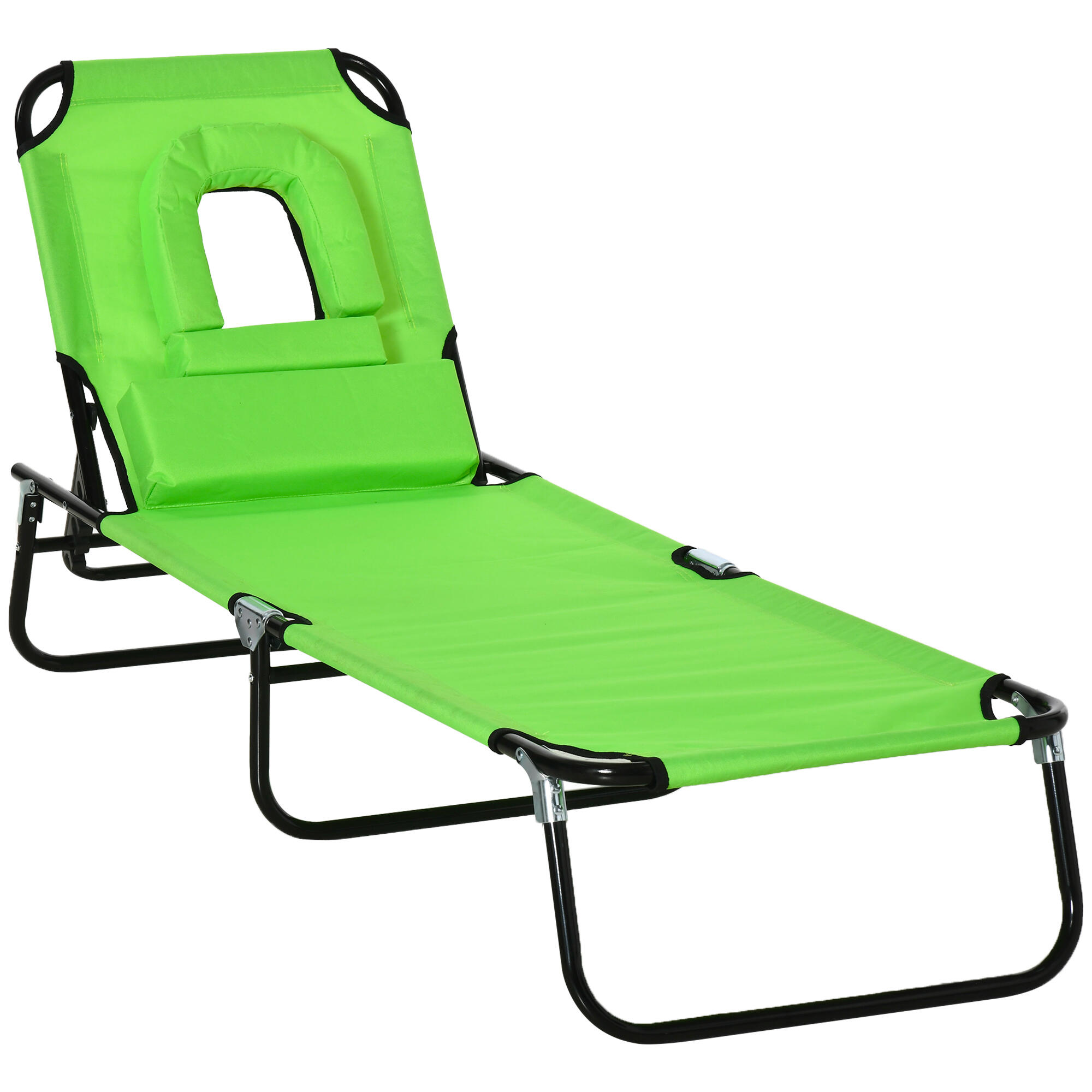 Tumbona Plegable Outsunny 190x56x28 cm Verde 1/7