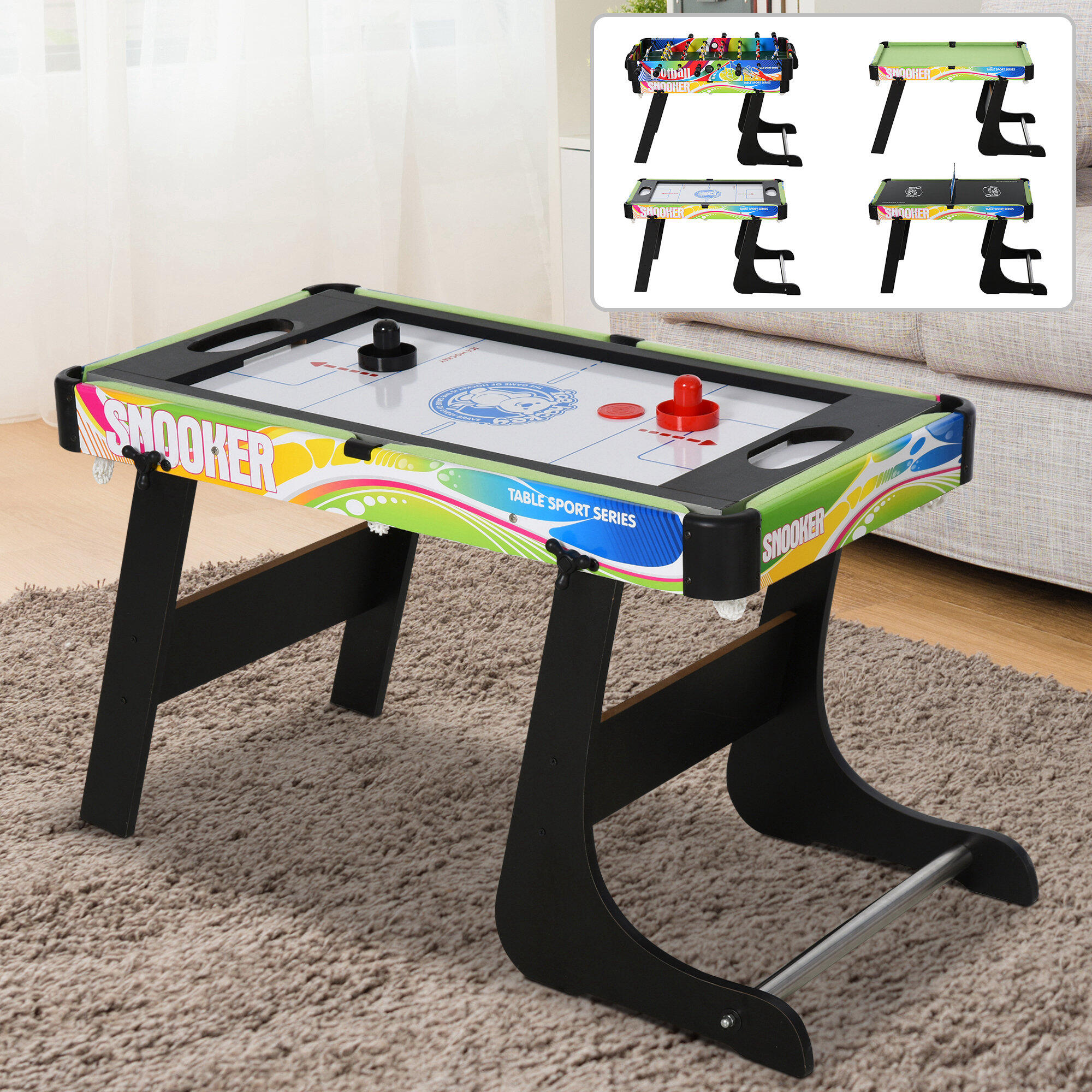 Mesa MultiJogos 4 em 1 86.5x43.5x64 cm Multicor homcom 2/7