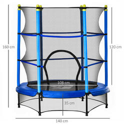 Trampolín para niños con red de seguridad HOMCOM 140x140x160 cm