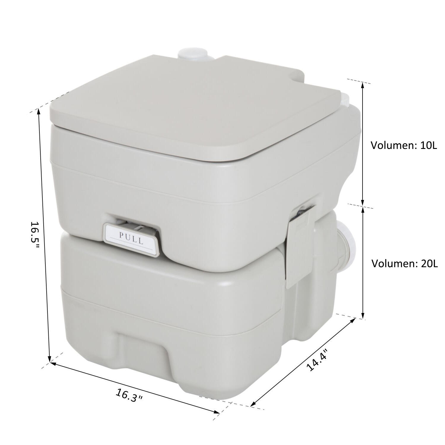 Inodoro Portátil HOMCOM 41.5x36.5x42 cm Gris Claro 3/5