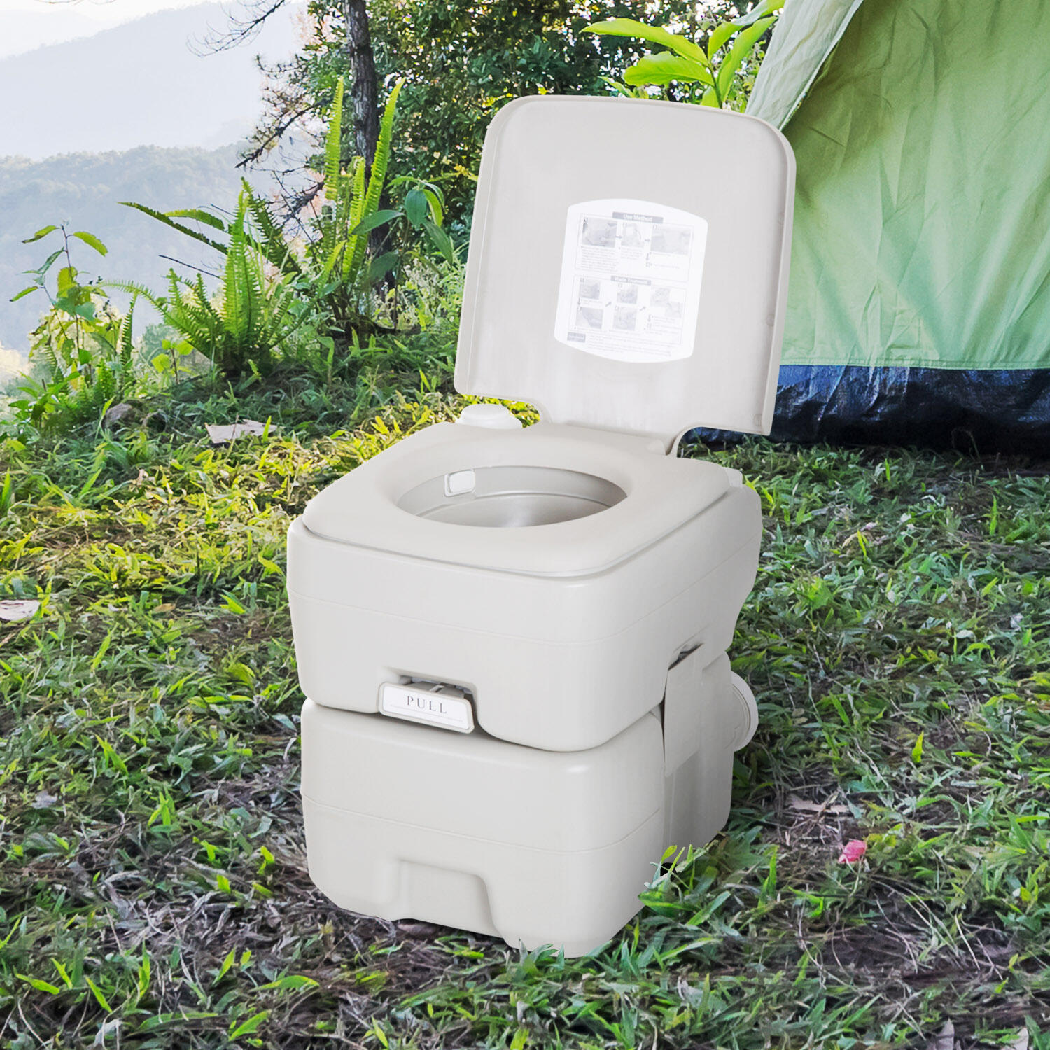 Inodoro Portátil HOMCOM 41.5x36.5x42 cm Gris Claro 2/5