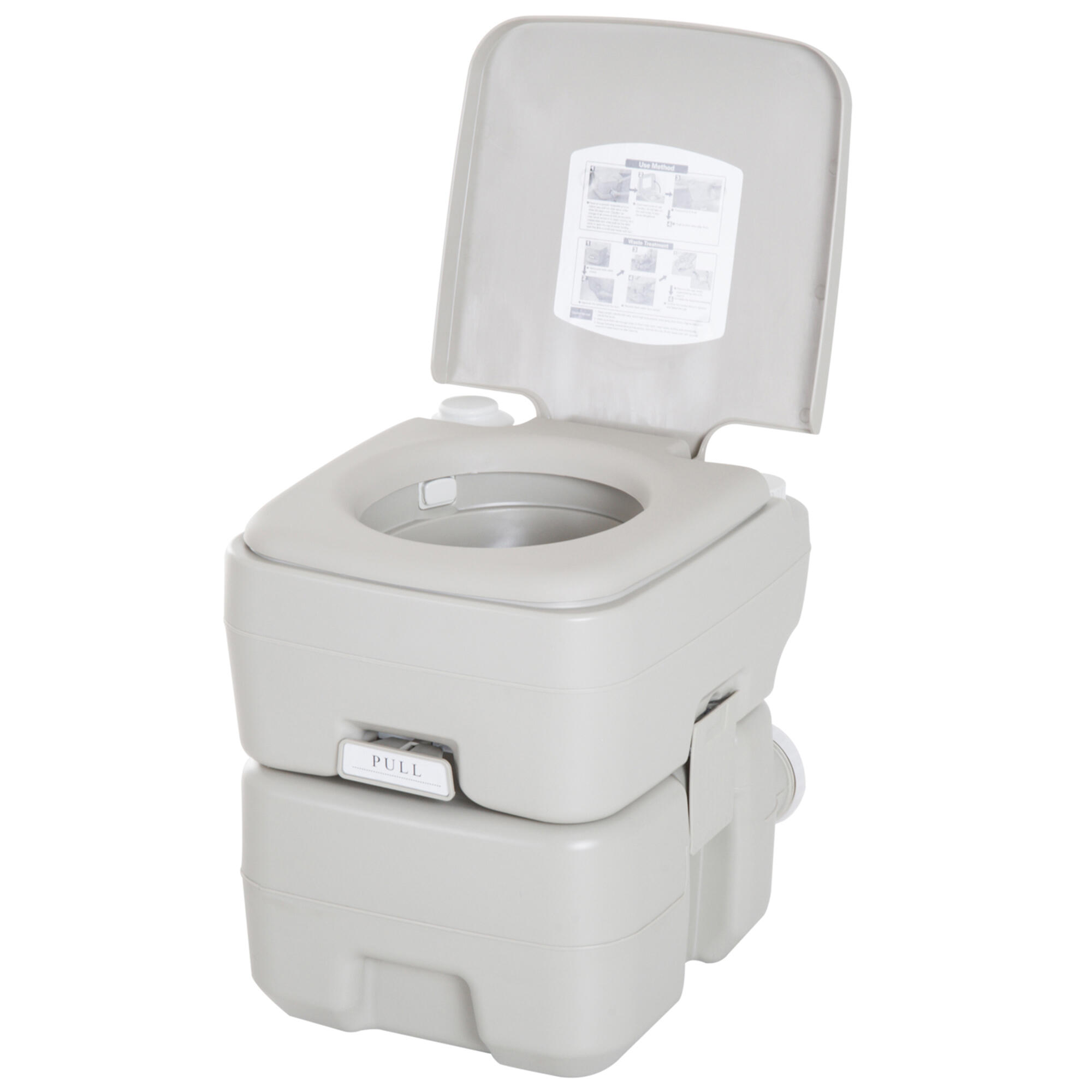 KLEANKIN Inodoro Portátil HOMCOM 41.5x36.5x42 cm Gris Claro