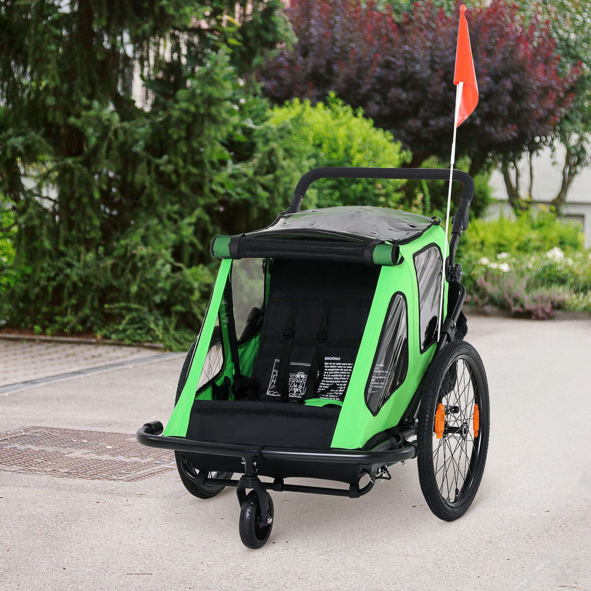 Remolque de Bicicleta para Ni os HOMCOM 160x83x96 cm Verde Decathlon