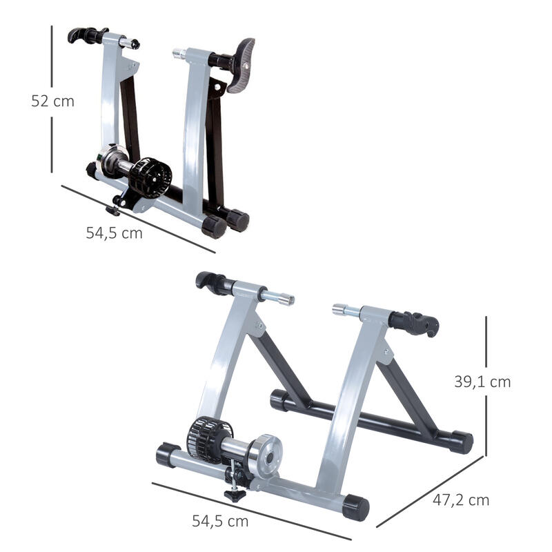 Rolo de Treino Bicicleta 54.5x47.2x39.1 cm Prata HOMCOM