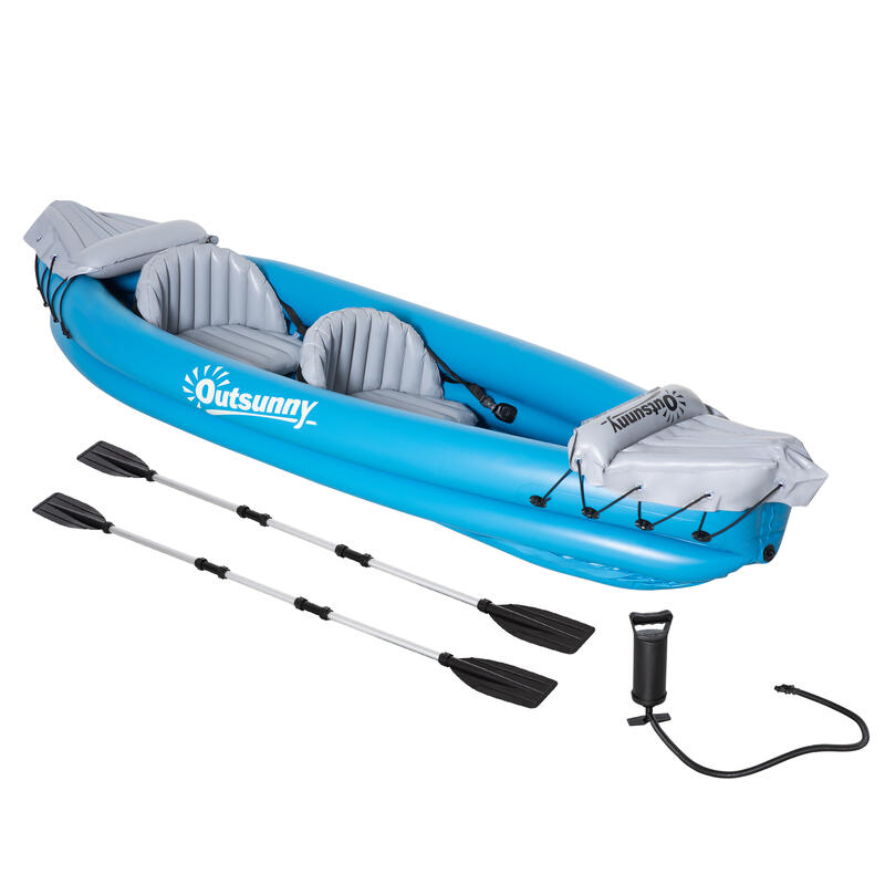 Canoe Outsunny Gonflabila, 2 Locuri, Vasle din Aluminiu incluse