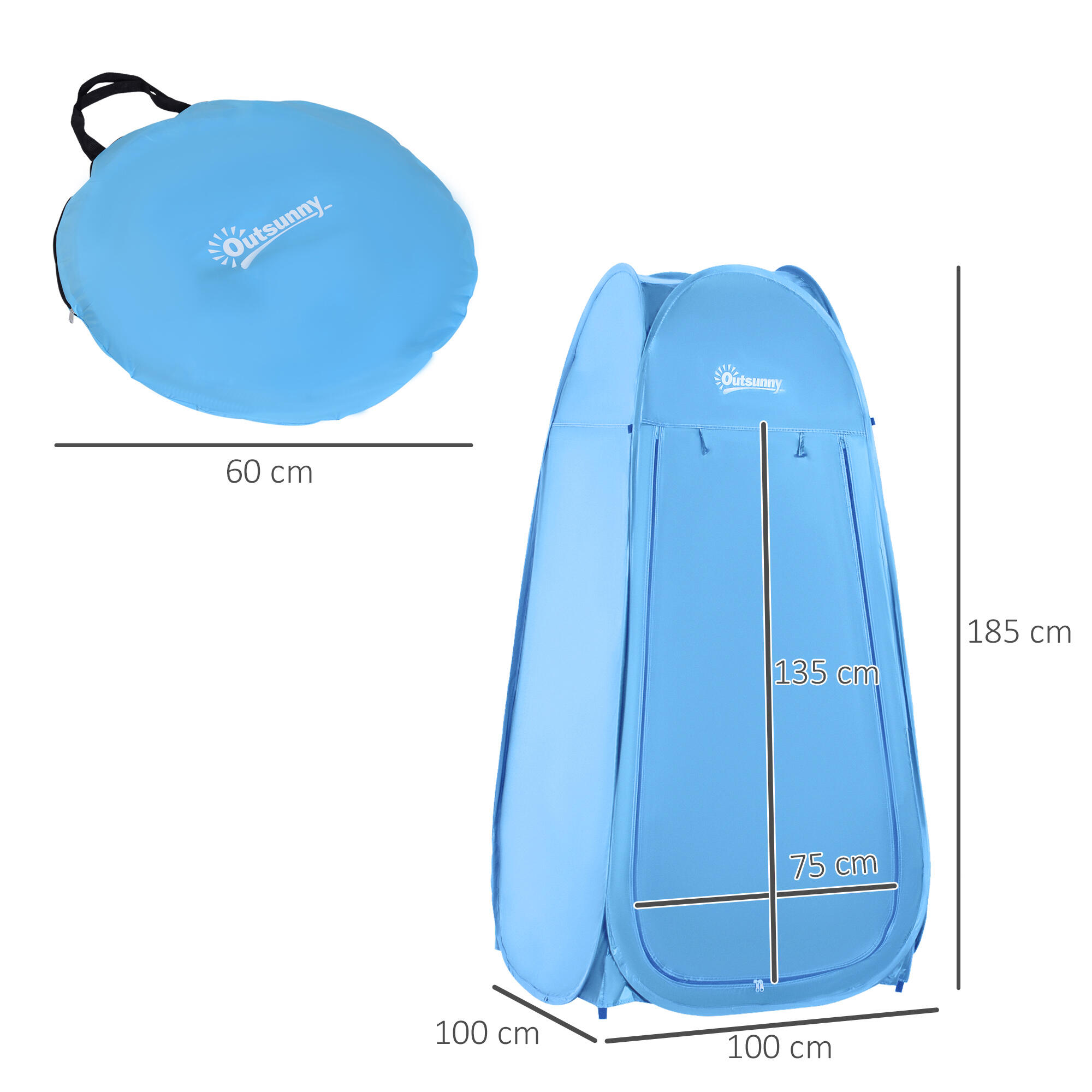Tienda de Ducha Outsunny 100x100x185cm Azul 3/7