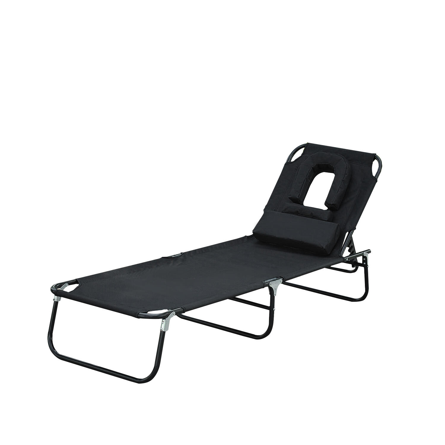 OUTSUNNY Tumbona Plegable Outsunny 190x56x28 cm Negro
