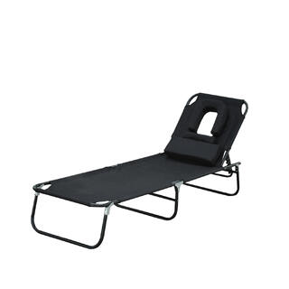 OUTSUNNY Outsunny Lettino Prendisole Sdraio da Giardino Pieghevole Reclinabile Nero