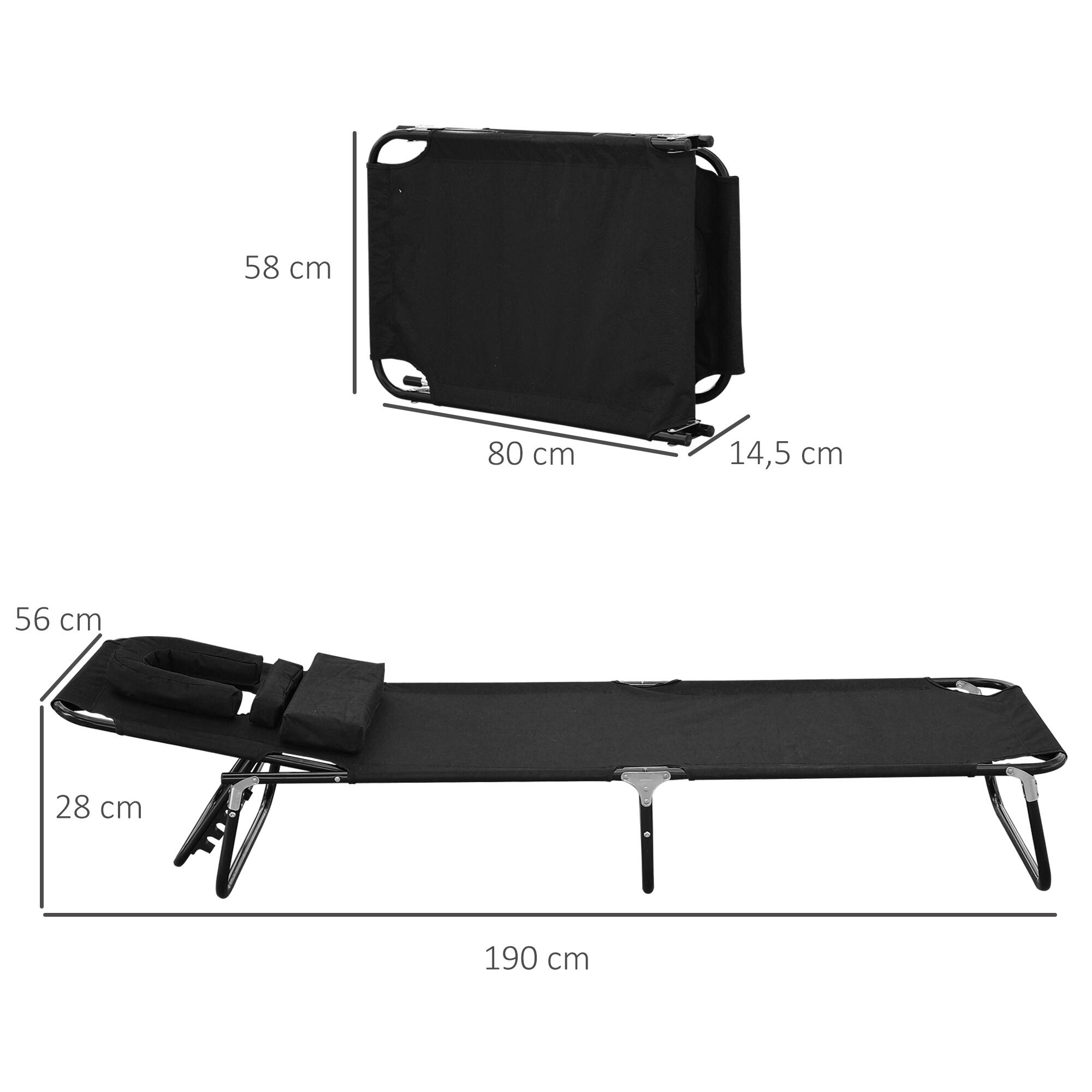 Tumbona Plegable Outsunny 190x56x28 cm Negro 3/7
