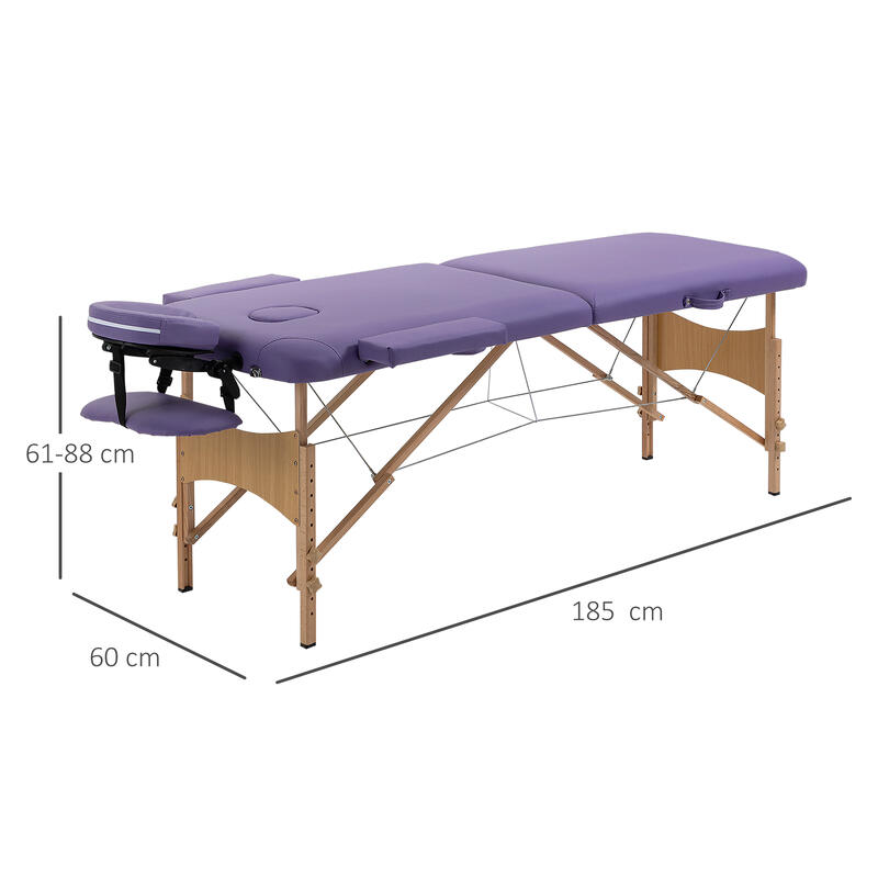 Marquesa de Massagem Dobrável homcom 182x60x61-88 cm Roxo