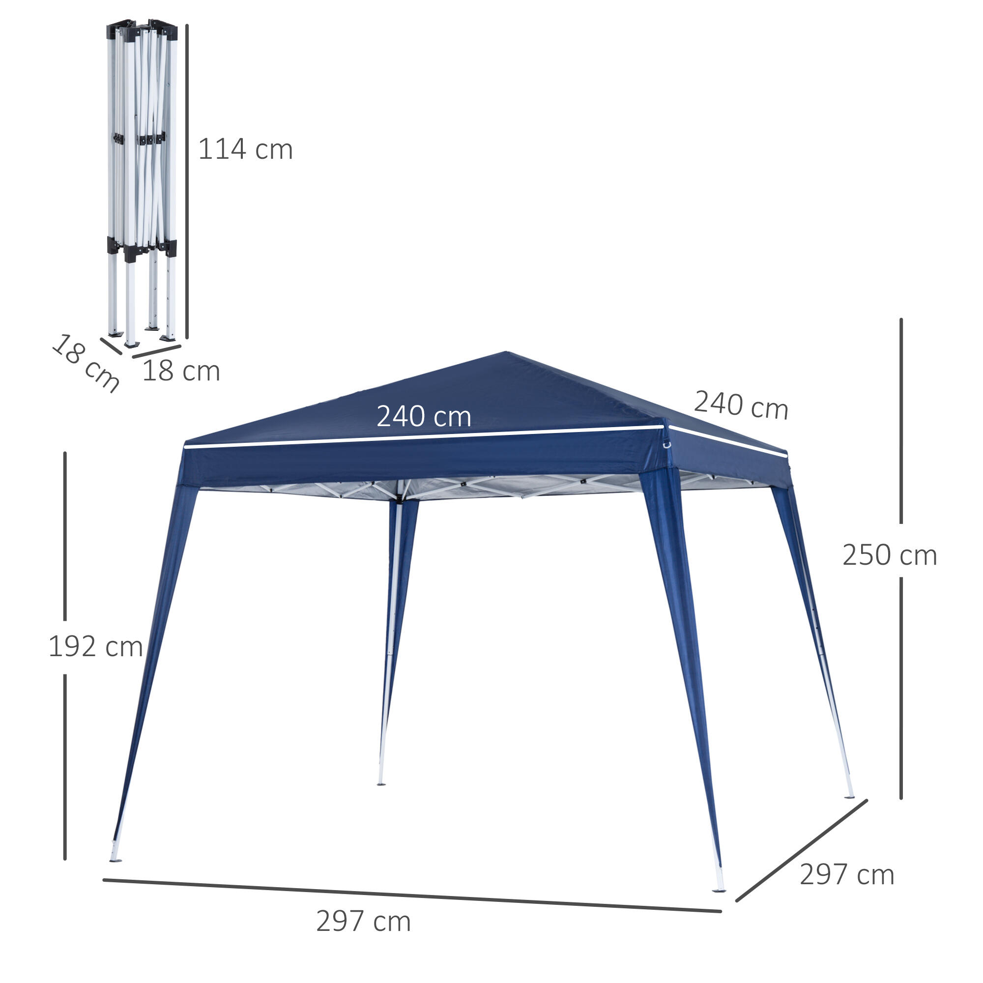 Toldo de campismo Dobrável 3x3m Aço e Tecido Oxford Azul 3/7