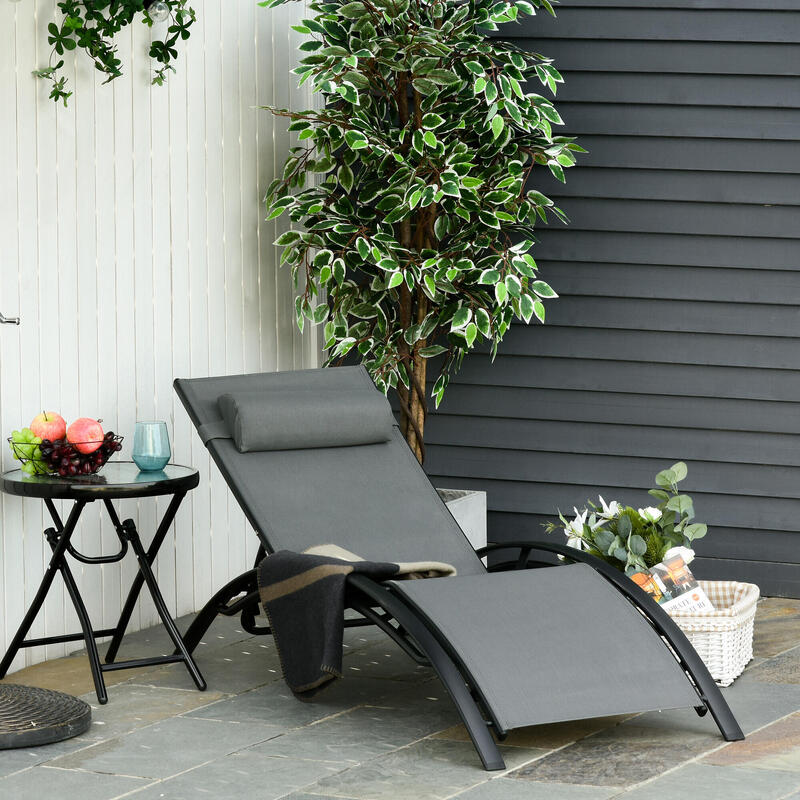 Outsunny Șezlong de Exterior Înclinabil din Aluminiu cu pernă detașabilă