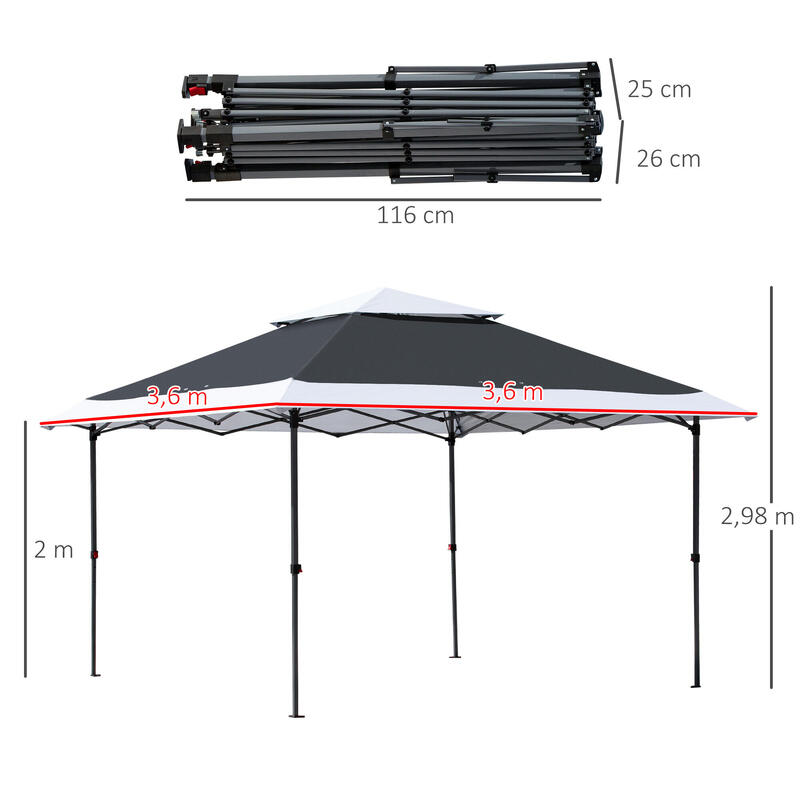 Carpa eventos deportivos Outsunny gris, blanco 350x350x268 cm