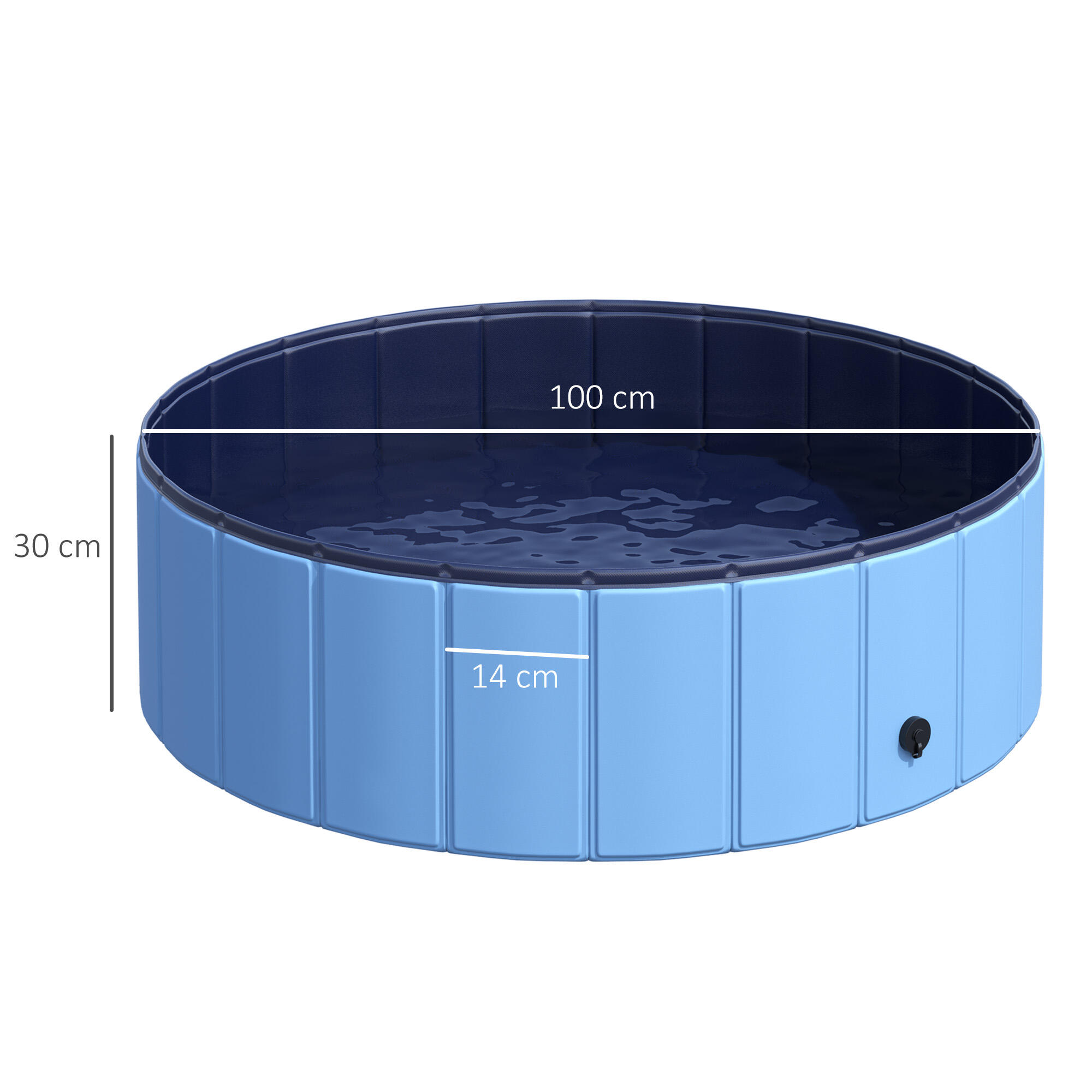 Piscina para Cães Dobrável Ø100x30cm Azul PawHut 3/7