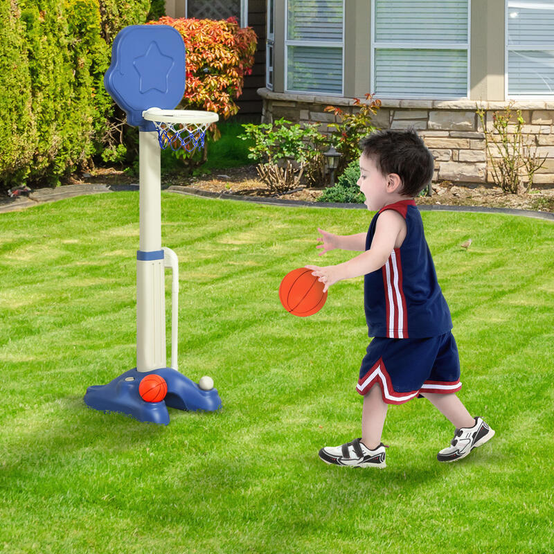 Tabela de Basquetebol 2 em 1 HOMCOM 46x41x153cm Azul e Branco