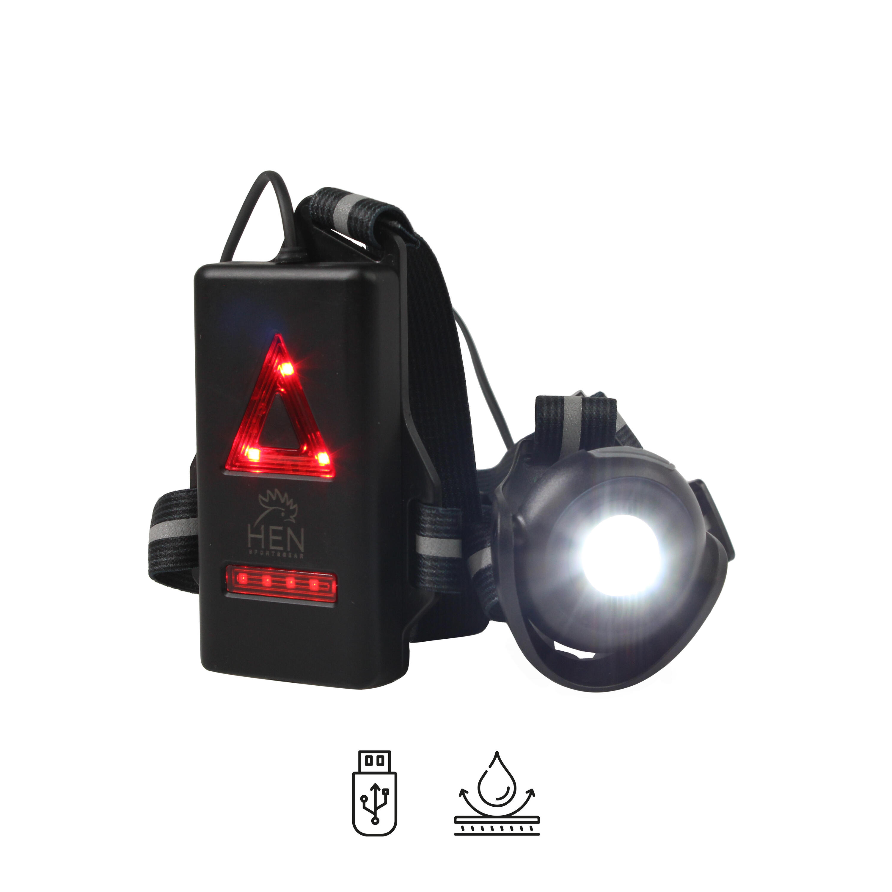 HEN SPORTSGEAR Luz de corrida - Luz para o peito 500 lúmens - Recarregável por USB
