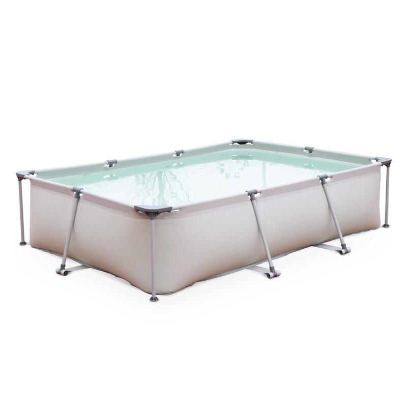 Piscina tubular gris tanzanita, piscina rectangular 3x2m con bomba de filtración