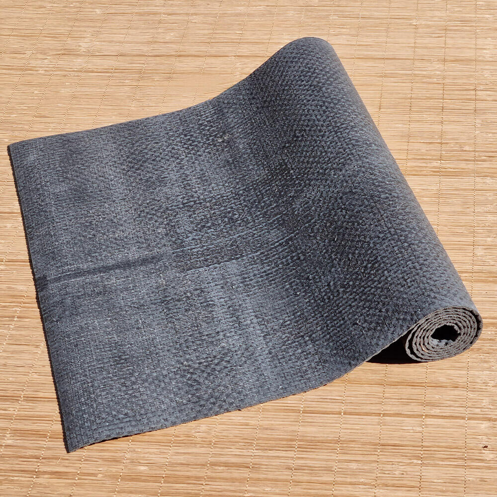 Esterilla de yoga caucho y yute 4mm + bolsa de cáñamo - eco-artesanal, gris 3/7