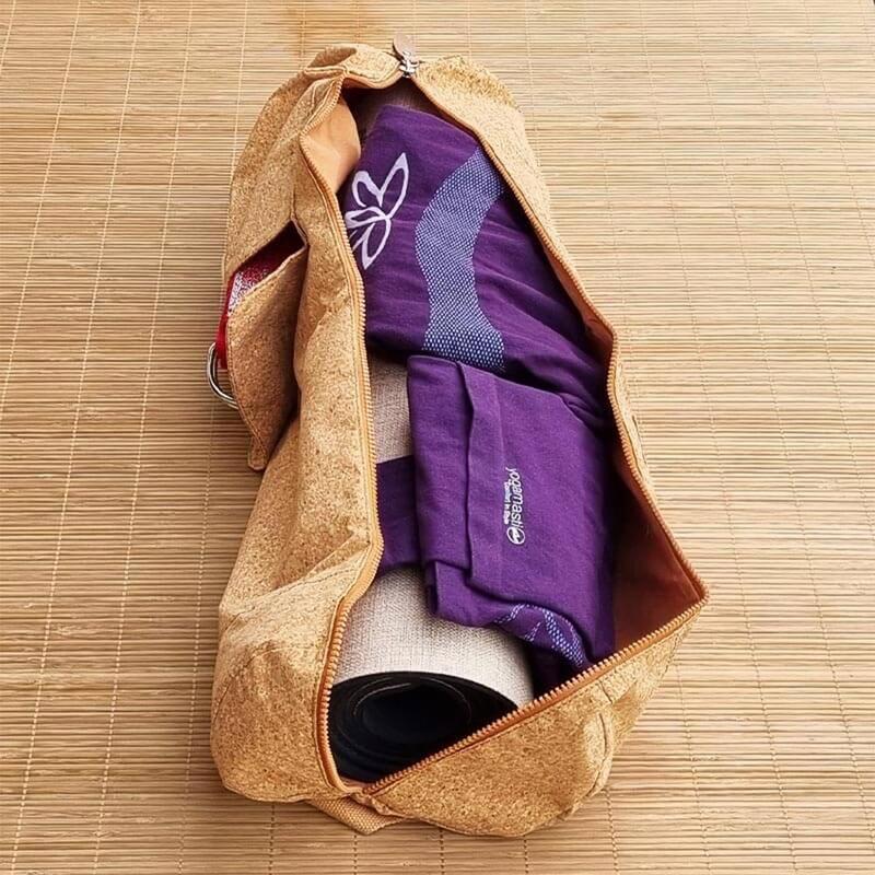 Saco de desporto, tapete de yoga, Pilates e fitness em pele de cortiça 74 x 18cm