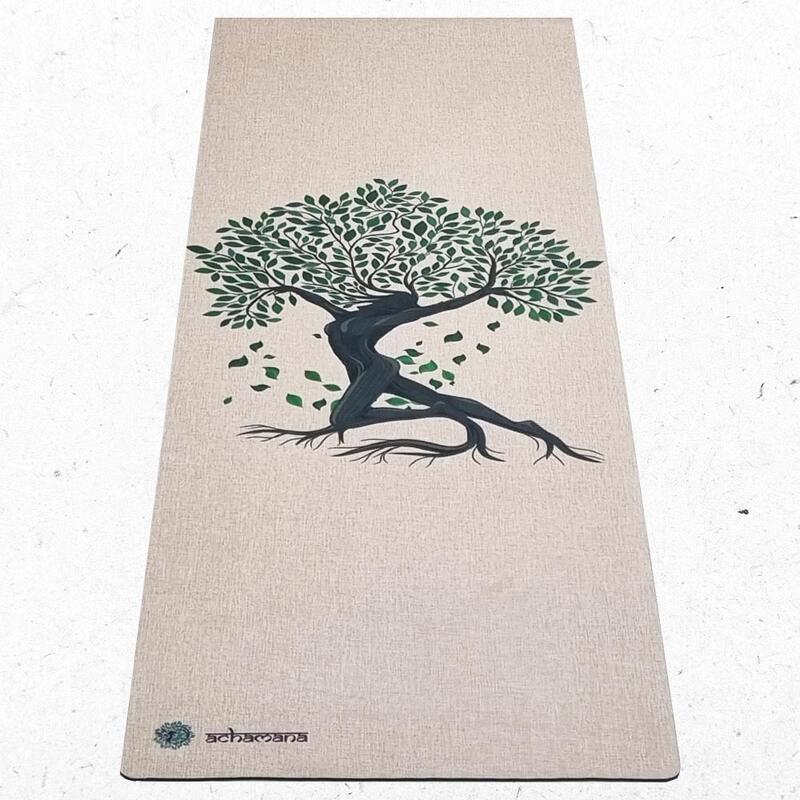 Yogamat natuurrubber & hennep 4,5 mm + Transportzak - Levensboom